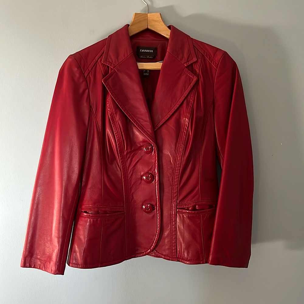 Danier Red Leather Blazer